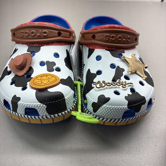 Crocs Toy Story shoes Woody Men’s Size 5 J5 Clogs Disney Pixar Cow Print